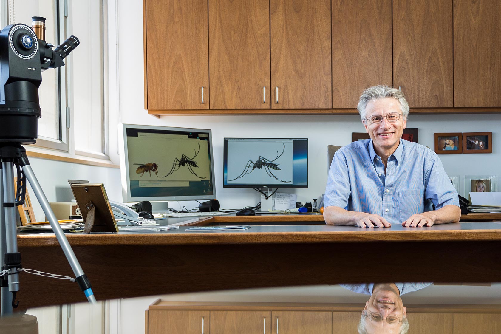 A guy with bugs on display...ick!